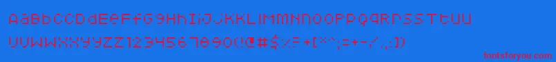 Squarodynamic 05 Font – Red Fonts on Blue Background