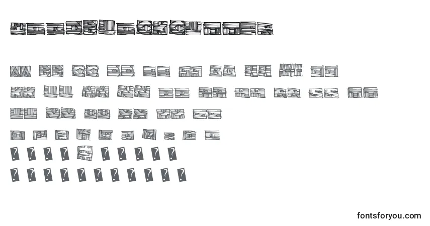 Schriftart Woodblockcutter – Alphabet, Zahlen, spezielle Symbole