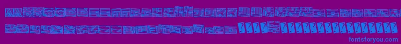 Woodblockcutter Font – Blue Fonts on Purple Background