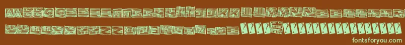 Czcionka Woodblockcutter – zielone czcionki na brązowym tle