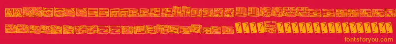 Woodblockcutter Font – Orange Fonts on Red Background