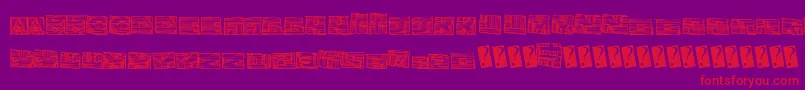 Woodblockcutter-Schriftart – Rote Schriften auf violettem Hintergrund