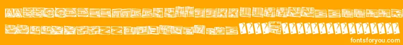 Woodblockcutter-Schriftart – Weiße Schriften auf orangefarbenem Hintergrund