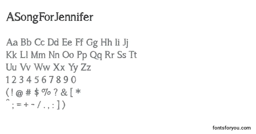 Schriftart ASongForJennifer – Alphabet, Zahlen, spezielle Symbole