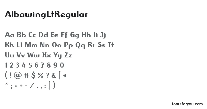 Czcionka AlbawingLtRegular – alfabet, cyfry, specjalne znaki