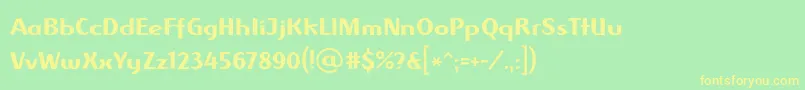 フォントAlbawingLtRegular – 黄色の文字が緑の背景にあります