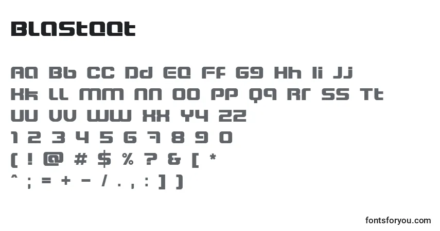 Schriftart Blasteet – Alphabet, Zahlen, spezielle Symbole