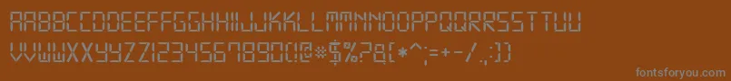 Digital7-fontti – harmaat kirjasimet ruskealla taustalla