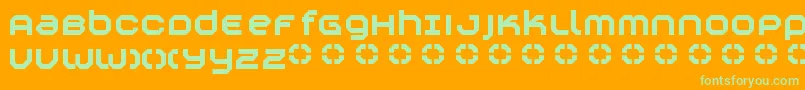 フォントConstruktiv – オレンジの背景に緑のフォント