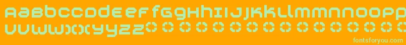 Construktiv-Schriftart – Grüne Schriften auf orangefarbenem Hintergrund