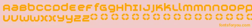 Construktiv-Schriftart – Orangefarbene Schriften auf rosa Hintergrund
