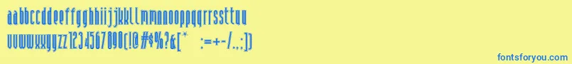 Andironoutlinenf Font – Blue Fonts on Yellow Background