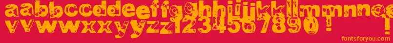 DjbBadStampJob2 Font – Orange Fonts on Red Background