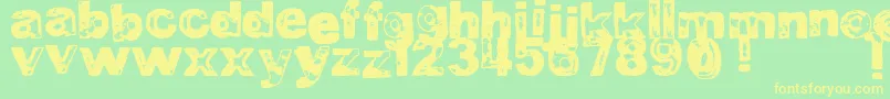 フォントDjbBadStampJob2 – 黄色の文字が緑の背景にあります