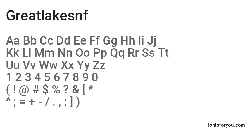 Fuente Greatlakesnf - alfabeto, números, caracteres especiales