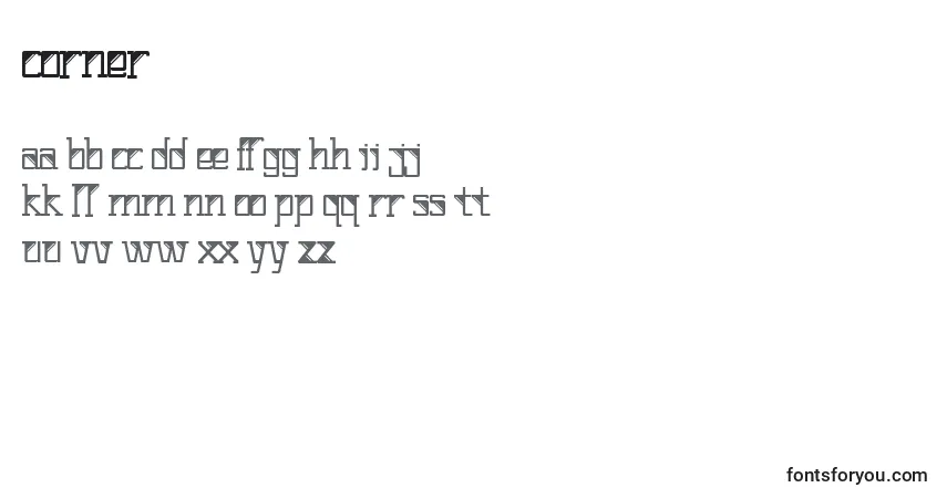 Schriftart Corner – Alphabet, Zahlen, spezielle Symbole