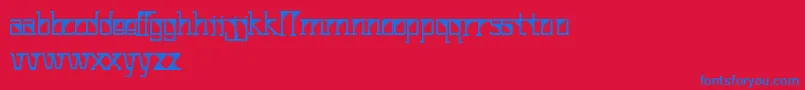 Corner-Schriftart – Blaue Schriften auf rotem Hintergrund