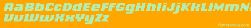 ChiqReducedBlackitalic-Schriftart – Grüne Schriften auf orangefarbenem Hintergrund