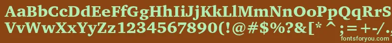 フォントCharterItcBlack – 緑色の文字が茶色の背景にあります。