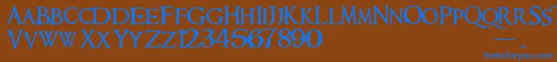 Requiem Font – Blue Fonts on Brown Background