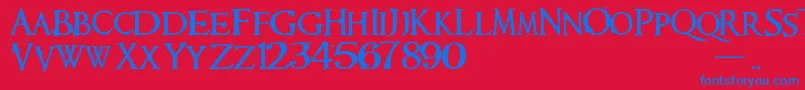 Requiem Font – Blue Fonts on Red Background
