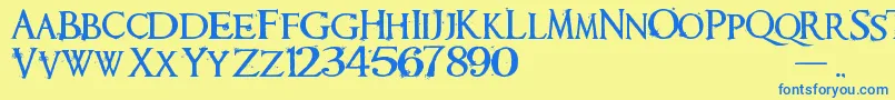 Requiem Font – Blue Fonts on Yellow Background