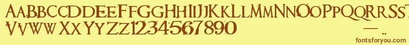 Requiem Font – Brown Fonts on Yellow Background