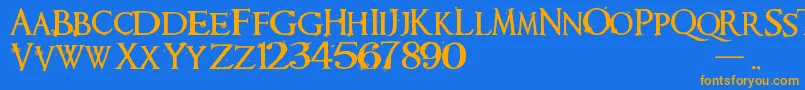 Requiem Font – Orange Fonts on Blue Background