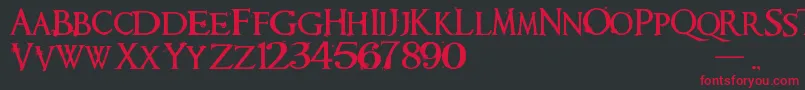 フォントRequiem – 黒い背景に赤い文字