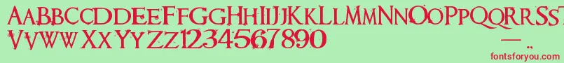 Requiem Font – Red Fonts on Green Background