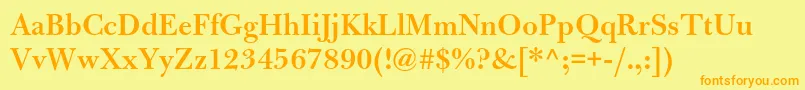 フォントBulmermtstdSemibold – オレンジの文字が黄色の背景にあります。