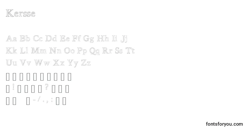 Czcionka Kersse – alfabet, cyfry, specjalne znaki