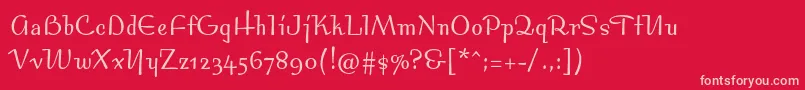 Bossanovamvbstd-fontti – vaaleanpunaiset fontit punaisella taustalla