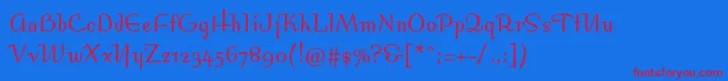 Bossanovamvbstd Font – Red Fonts on Blue Background