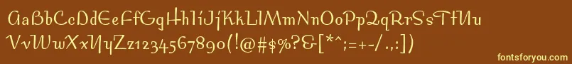 Bossanovamvbstd-fontti – keltaiset fontit ruskealla taustalla