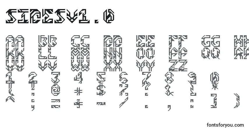 Schriftart SidesV1.0 – Alphabet, Zahlen, spezielle Symbole