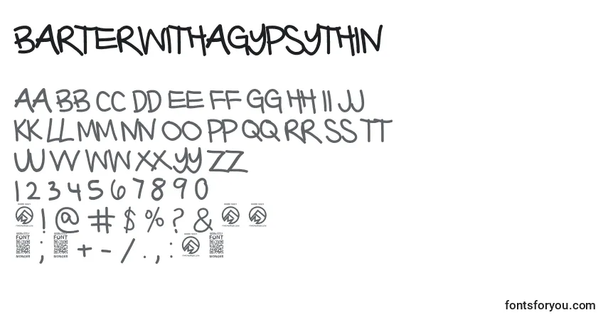 A fonte BarterwithagypsyThin (79714) – alfabeto, números, caracteres especiais