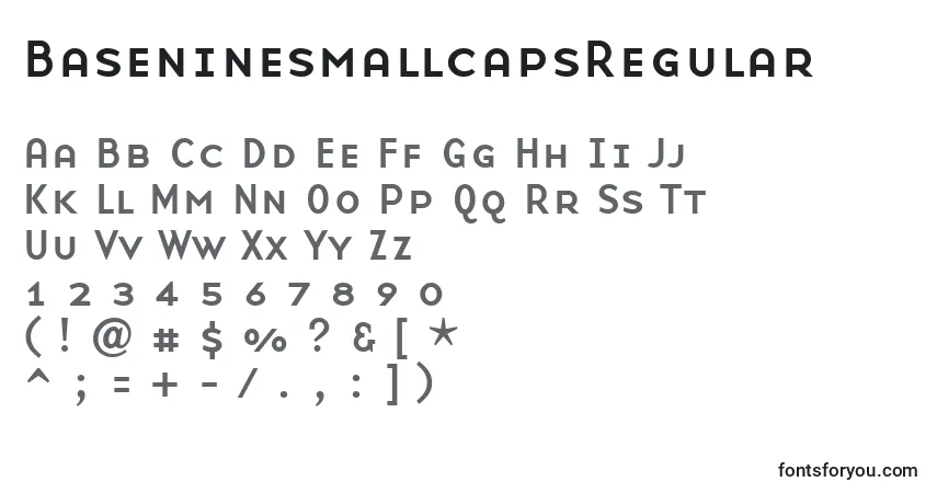 Schriftart BaseninesmallcapsRegular – Alphabet, Zahlen, spezielle Symbole