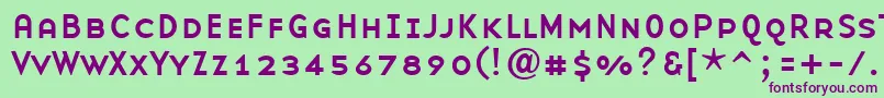Czcionka BaseninesmallcapsRegular – fioletowe czcionki na zielonym tle