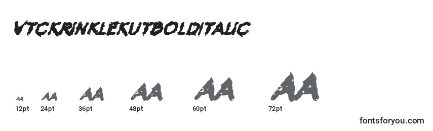 Размеры шрифта VtcKrinkleKutBoldItalic