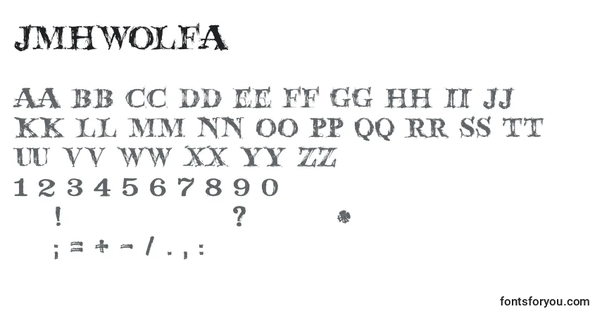 A fonte JmhWolfa – alfabeto, números, caracteres especiais