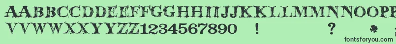 フォントJmhWolfa – 緑の背景に黒い文字