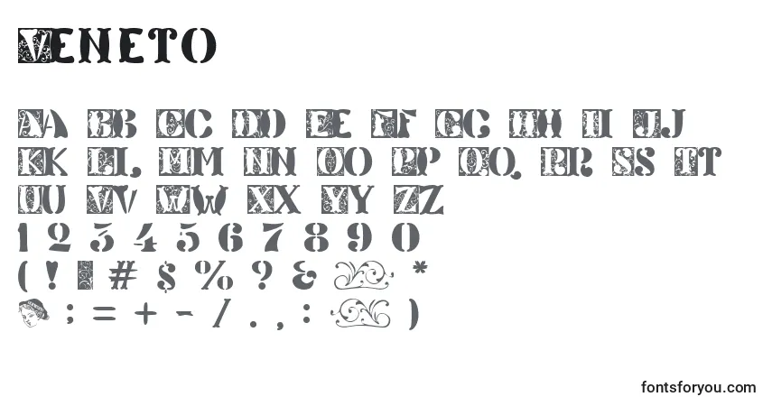 Fuente Veneto - alfabeto, números, caracteres especiales