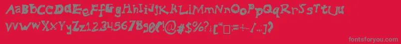 フォントMessedUp – 赤い背景に灰色の文字
