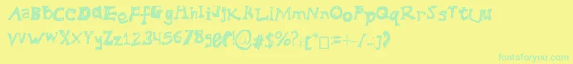 Więcej informacji o czcionce MessedUp Czcionka MessedUp – zielone czcionki na żółtym tle