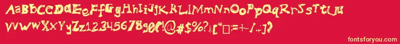 MessedUp Font – Yellow Fonts on Red Background