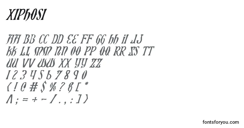 Schriftart Xiphosi – Alphabet, Zahlen, spezielle Symbole