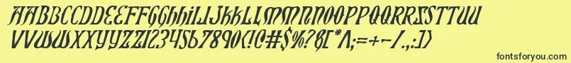 Xiphosi-Schriftart – Schwarze Schriften auf gelbem Hintergrund