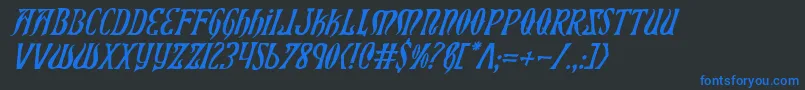 フォントXiphosi – 黒い背景に青い文字