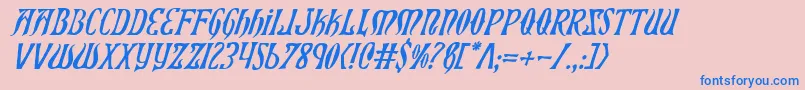 Xiphosi-Schriftart – Blaue Schriften auf rosa Hintergrund